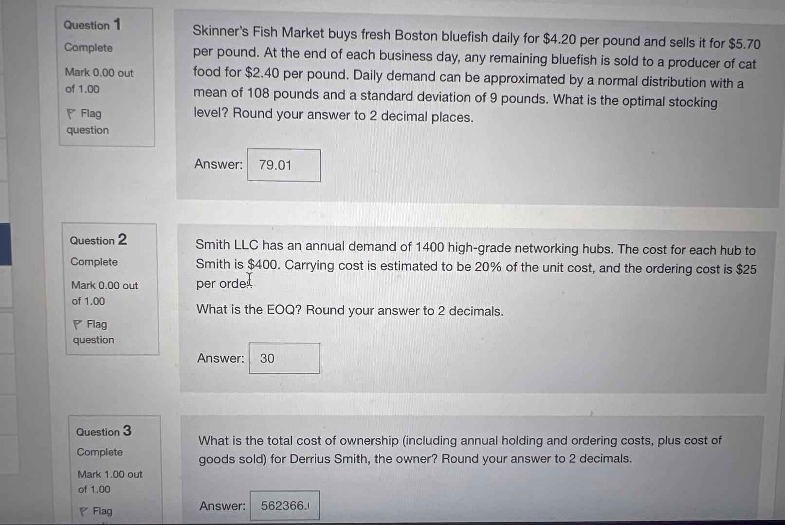 \begin{tabular}{l} Question 1 \\ Complete \\ Mark