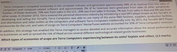 Question Terra Computers competed exclusively in