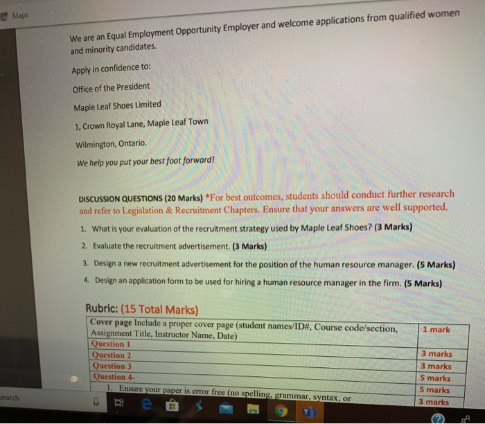 case study maple leaf shoes Chapter 5 CASE STUDY