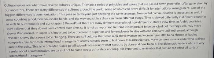 i need 150 words talking about this image Cultural values are what