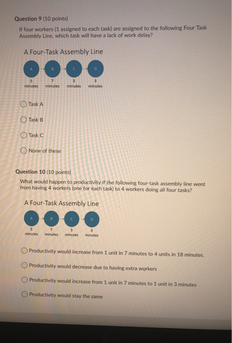 Question 9 (10 points) If four workers (1