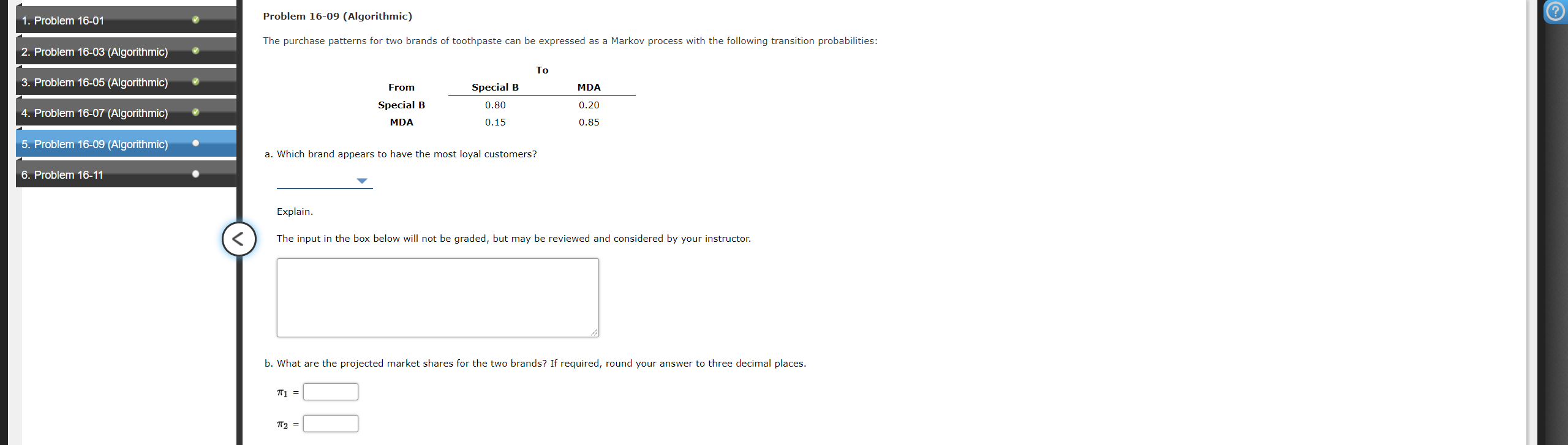 The purchase patterns for two brands of