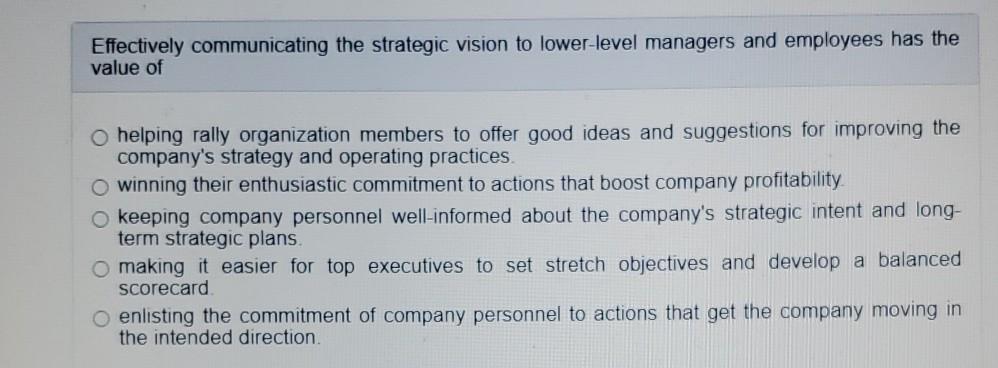 Effectively communicating the strategic vision to