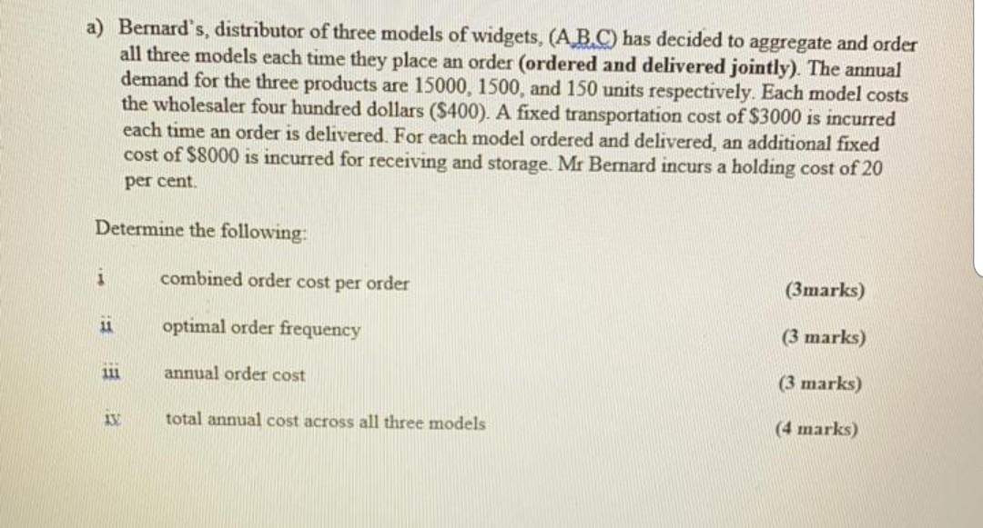a) Bernard's, distributor of three models of