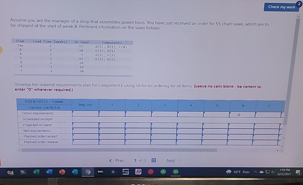 Check my work Assume you are the manager of a
