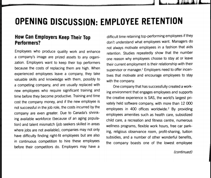 OPENING DISCUSSION: EMPLOYEE RETENTION How Can