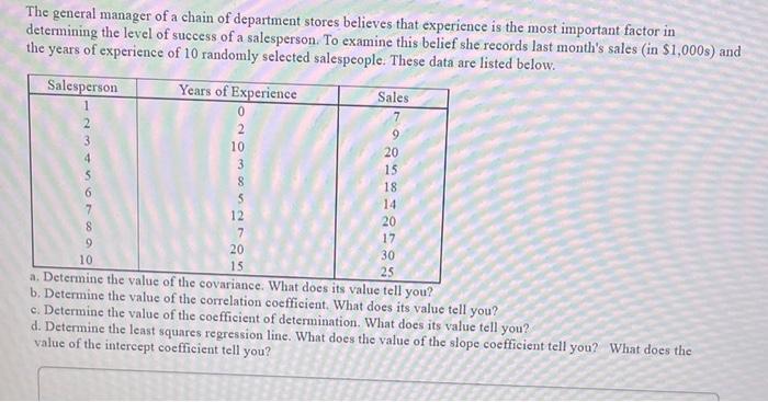 The general manager of a chain of department