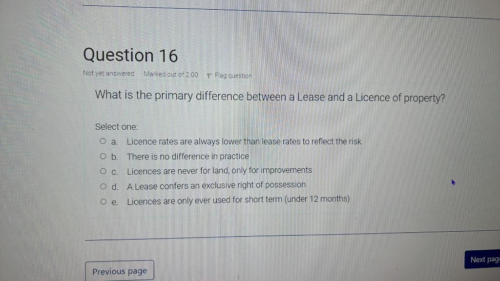 Question 16 Not yet answered Marked out of 2.00