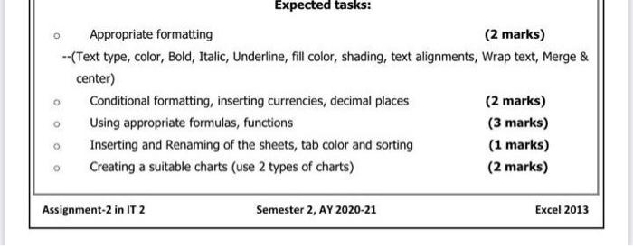 Assignment-2: Excel 2013 (10 marks) TOPIC: Same
