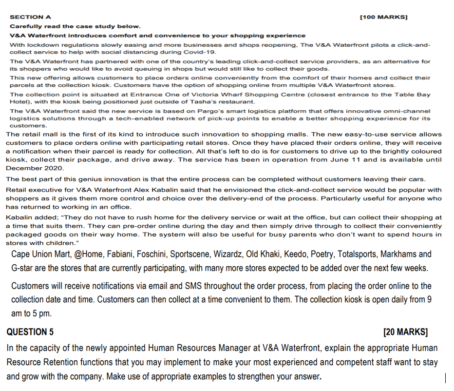 SECTION A [100 MARKS] Carefully read the case