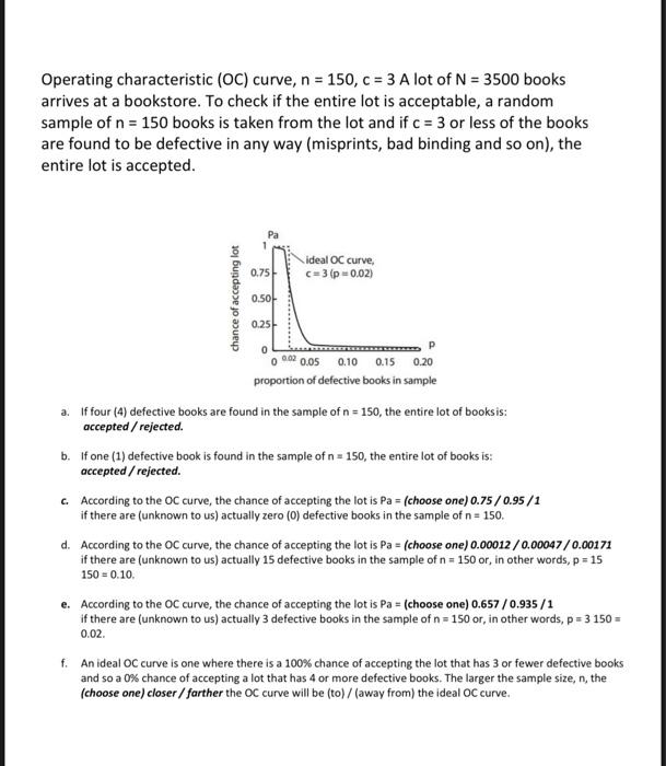 Operating characteristic (OC) curve, n = 150, c =