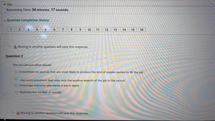 Remaining Time: 34 minutes, 17 seconds. Question