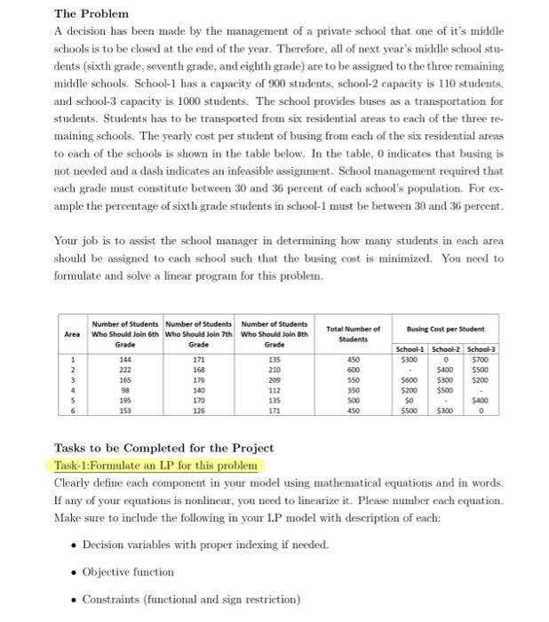 operations reasearch 1 The Problem A decision has