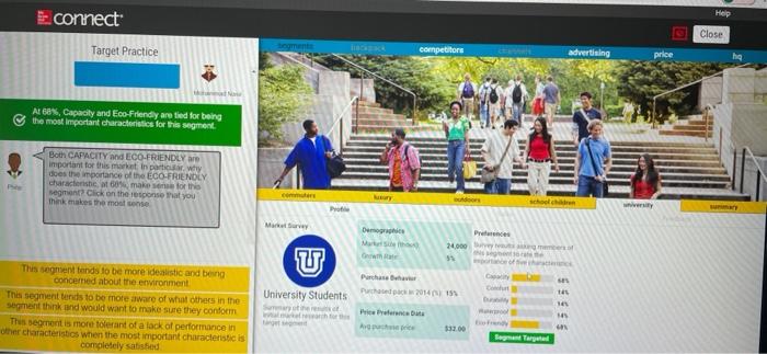 the options are in yellow! E connect Close Target