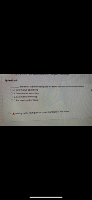 Question 8 directly or indirectly compares the