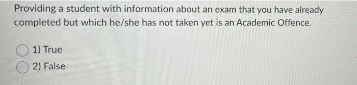 Providing a student with information about an