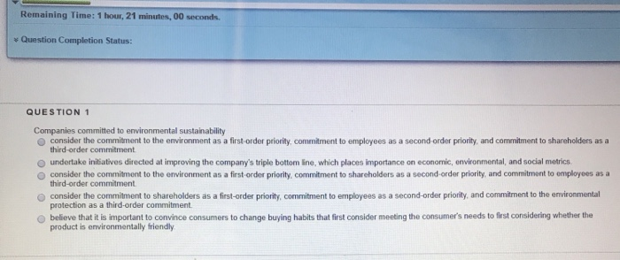 Remaining Time: 1 hour, 21 minutes, 00 seconds.