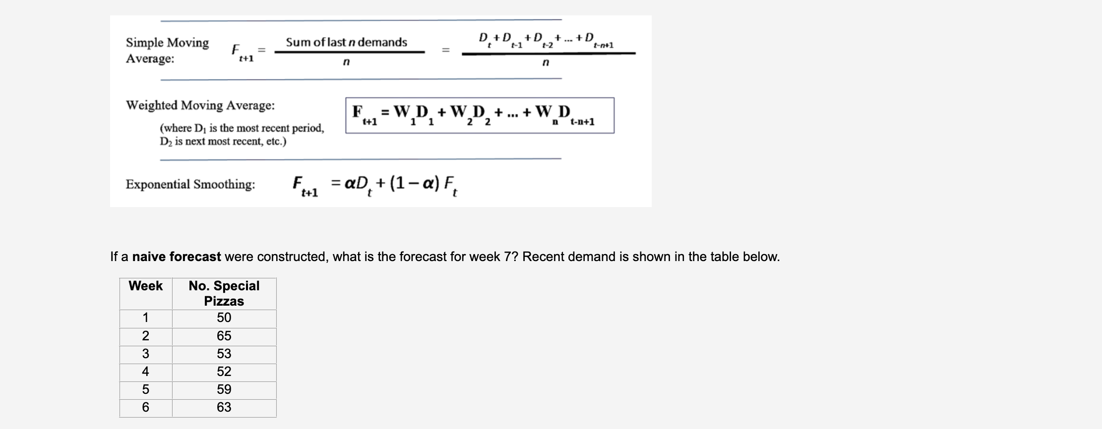D + D + D +...+D t-1 t-2 t tn Simple Moving