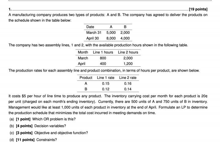 SOLVE ONLY WTH GAMS 1. - [19 points) A