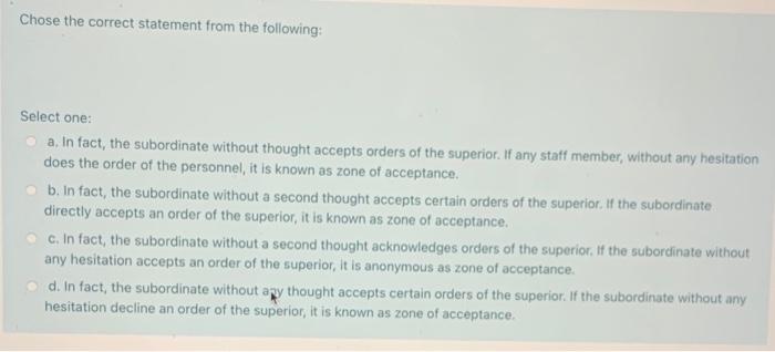 Chose the correct statement from the following: