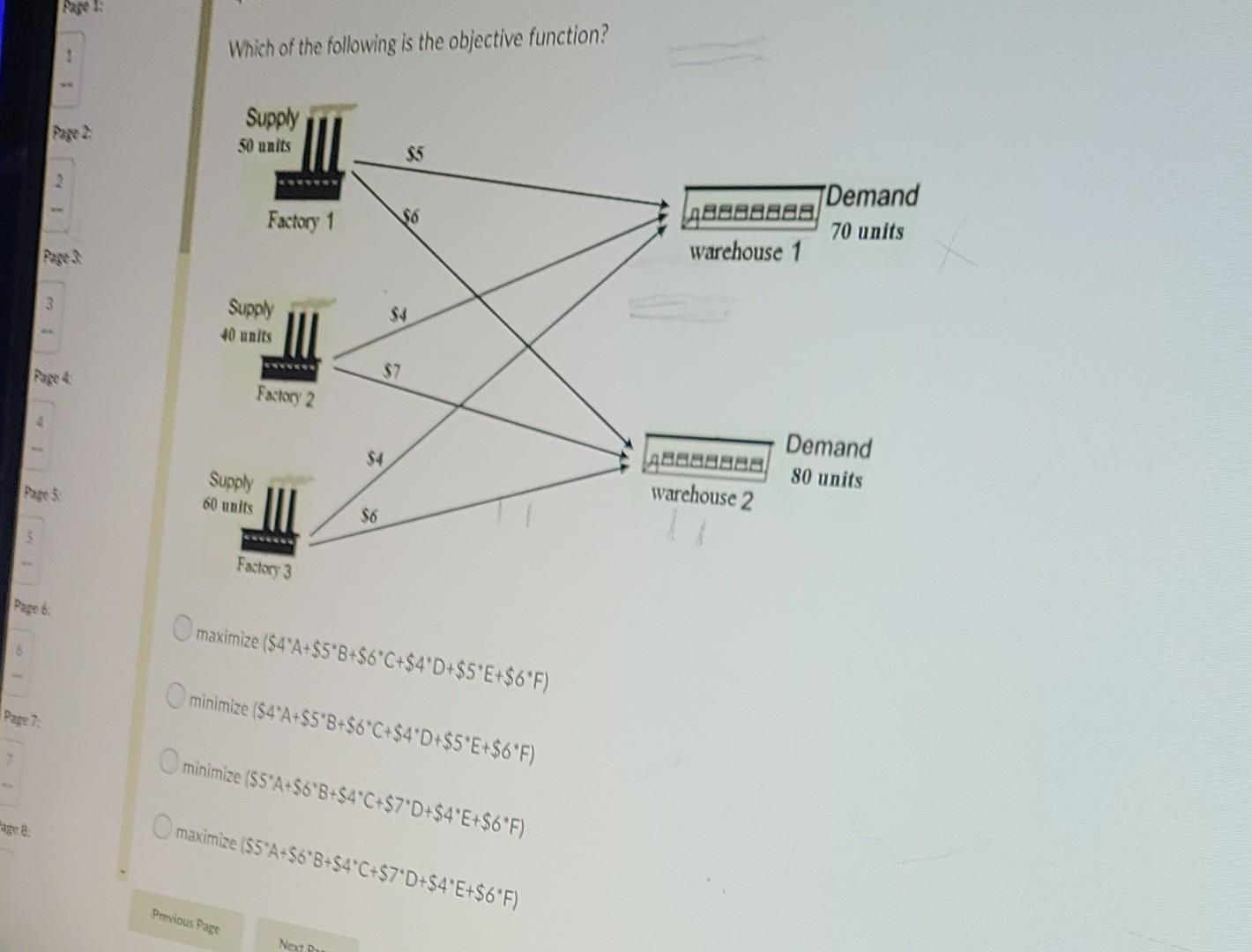 Question 13 (4 points) A simple transportation
