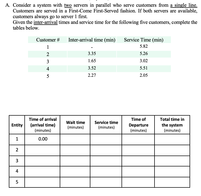 A. Consider a system with two servers in parallel