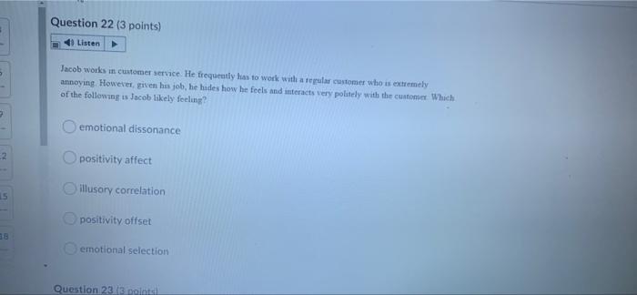 need this fast will like Question 21 (3 points)