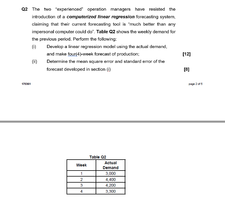 Q2 The two "experienced" operation managers have