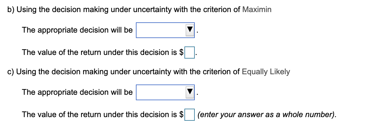 Given the following conditional value table: