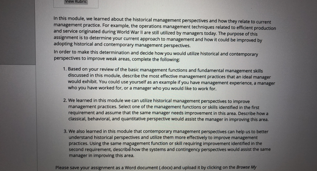 View Rubric In this module, we learned about the