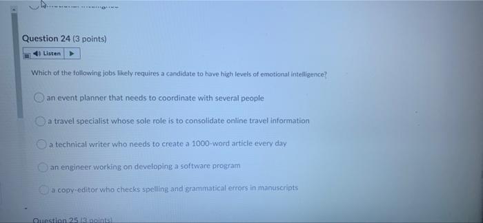 need this fast will like Question 23 (3 points)