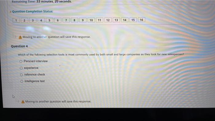 Remaining Time: 33 minutes, 20 seconds. Question