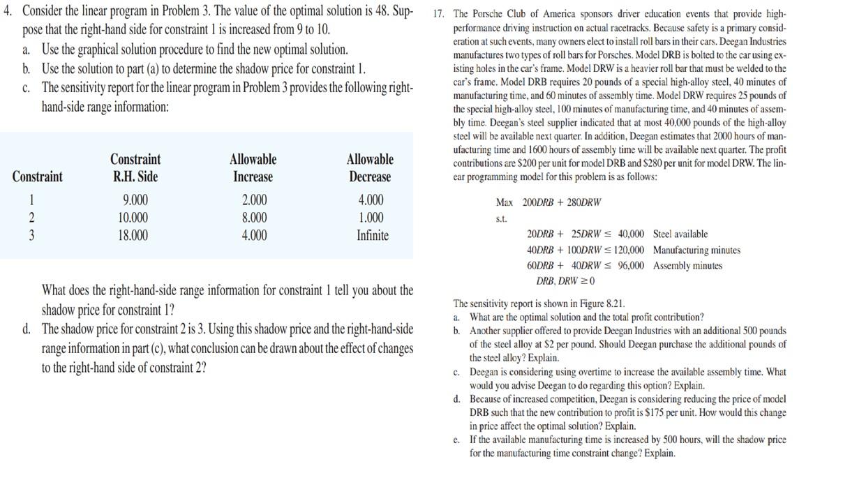 4. Consider the linear program in Problem 3. The