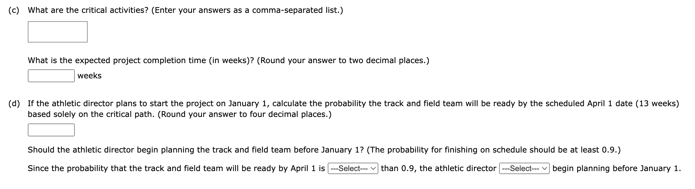 in the following table. (a) Draw a project
