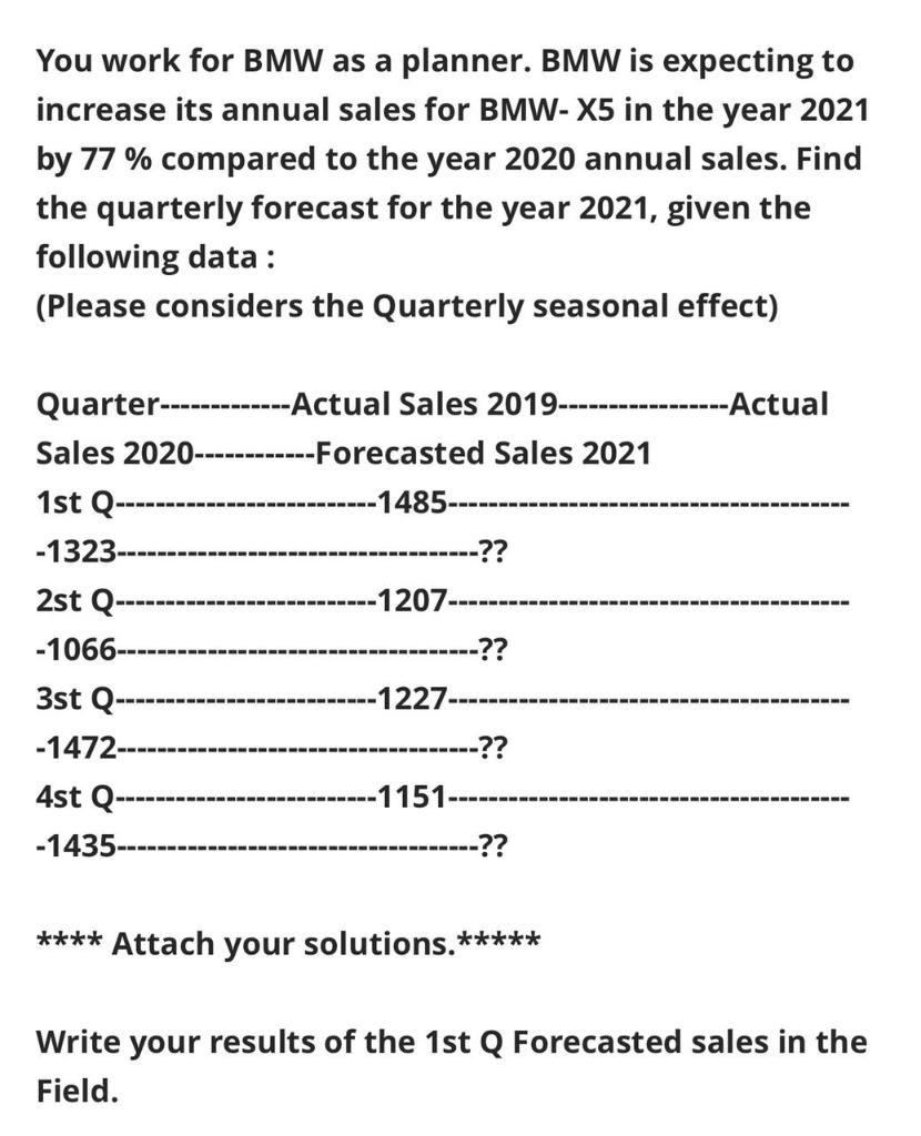 The solution must be with excel and with steps