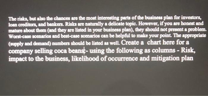 The risks, but also the chances are the most