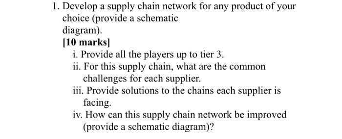 help me to solve thd question 1. Develop a supply