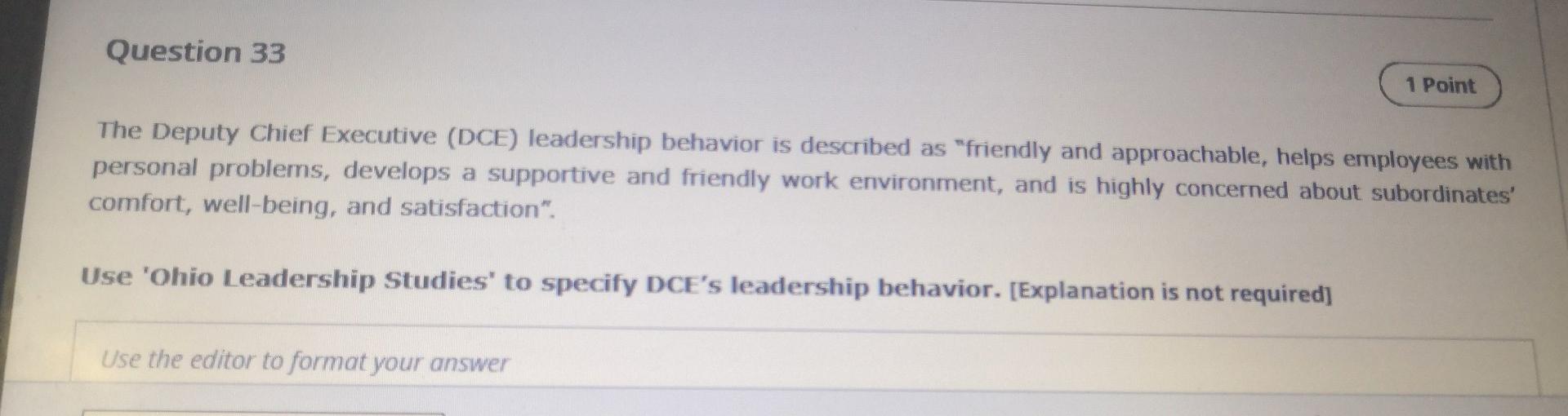 Mgt230 Question 33 1 Point The Deputy Chief