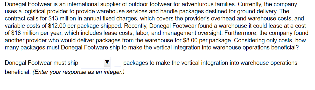 Donegal Footwear must ship (more than/less than)