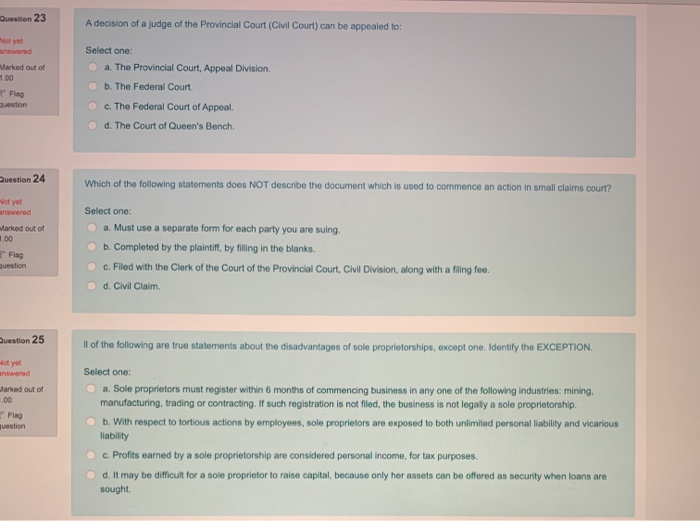 Question 23 A decision of a judge of the