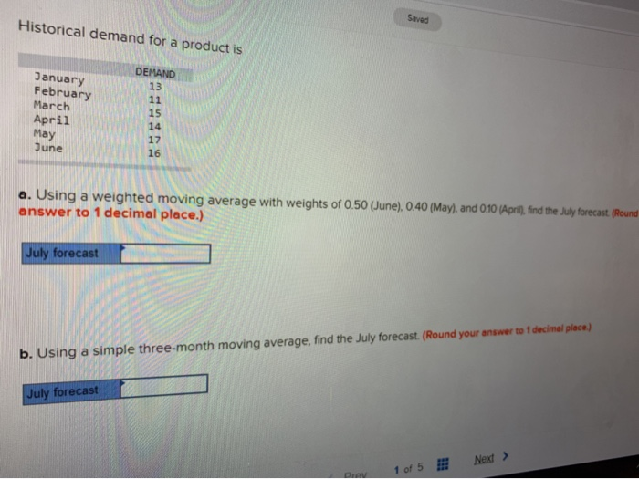 Saved Historical demand for a product is DEMAND