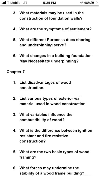 ..Il T-Mobile LTE 5:25 PM 1 46% 3. What materials