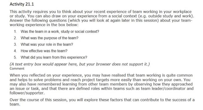 Activity 21.1 This activity requires you to think