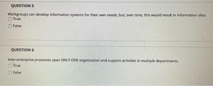 QUESTION 5 Workgroups can develop information