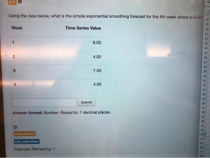 17 F Using the data below, what is the simple