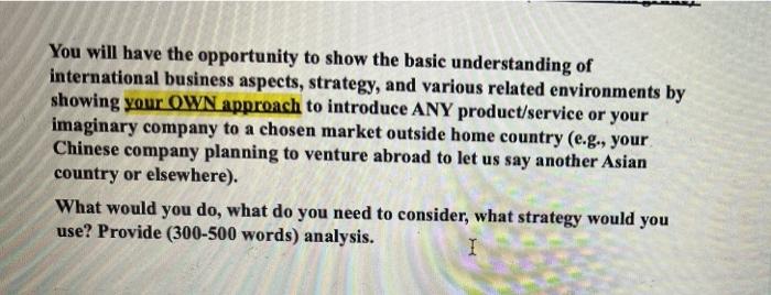 You will have the opportunity to show the basic