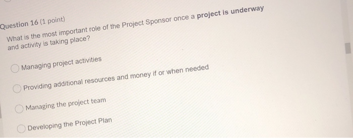 Question 16 (1 point) What is the most important