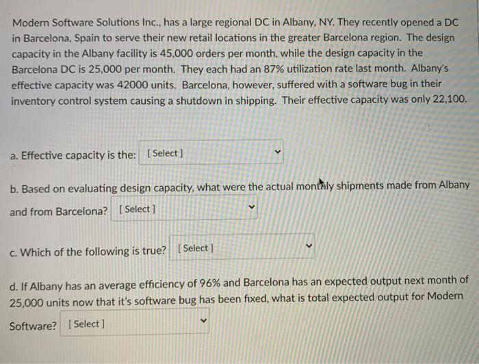 Modern Software Solutions Inc., has a large