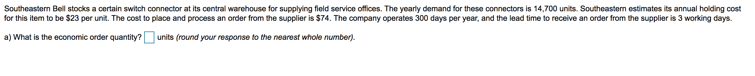Southeastern Bell stocks a certain switch