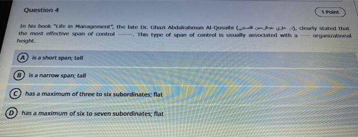 Question 4 1 Point In his book "Life in